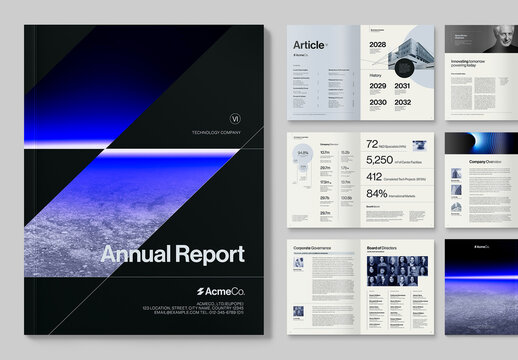 Annual Report Template with Fintech, Technology & Software Theme