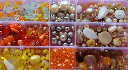 Vibrant collection of beads in various colors, perfect for creative crafting. diy, for creating jewelry and creativity