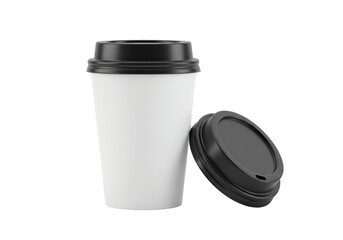 Isolated White Coffee Cup with Black Lid