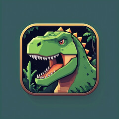 Pixel Art Dinosaur Icon with Retro Gaming Style

