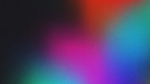 Black red coral orange peach pink magenta purple blue abstract background. Color gradient ombre colorful multicolor mix iridescent bright fun rough grain noise design template. 