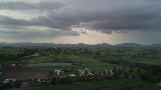 satara karad morning city rainy clouds drone view