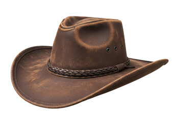 Isolated Distressed Brown Leather Cowboy Hat