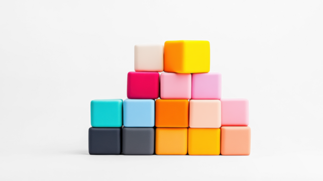 Colorful Yoga Blocks on Transparent Background