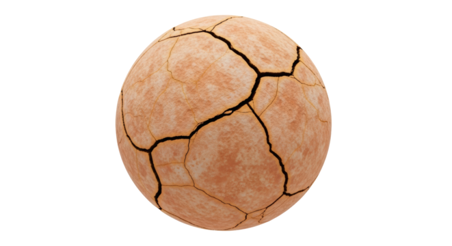 Isolated Cracked Earth Sphere with Arid Texture
