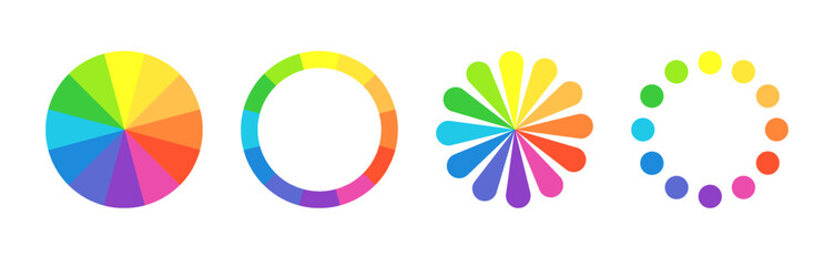 Vibrant color circle chart with full hue spectrum PNG. Radial palette showing primary, secondary, and tertiary colors for design and learning