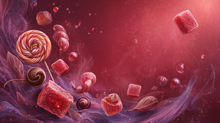 Whimsical Floating Candy Fantasy - Surreal Sweet Dreamscape with Magical Elements