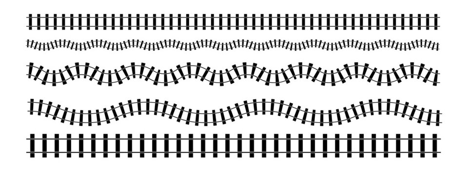 Railway train track vector route. Rail pattern curve railroad path icon PNG