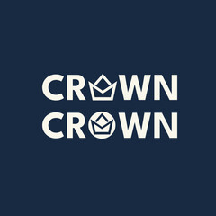 A sleek geometric crown logo in monochrome, designed with clean lines and sharp angles, placed against a dark background