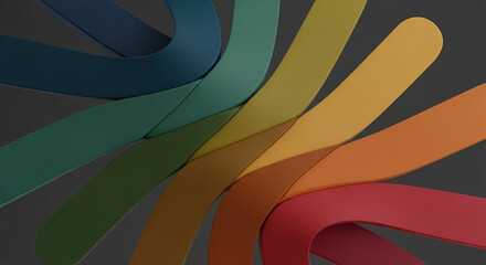 Obraz premium A Modern Composition of Smoothly Curved, Intersecting Bands in a Gradient of Muted Earth Tones to Warm Hues, Creating Depth and Flow Against a Neutral Backdrop.