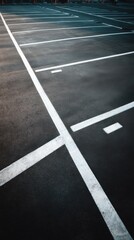 Fototapeta premium Diagonal white parking space lines angled pattern