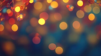 Colorful bokeh lights create a festive atmosphere in a cozy setting