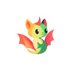 Cute creature with wings and a tail.  Colorful design