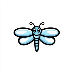 Cute light blue cartoon dragonfly