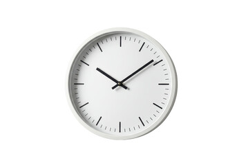Isolated Minimalist White Wall Clock