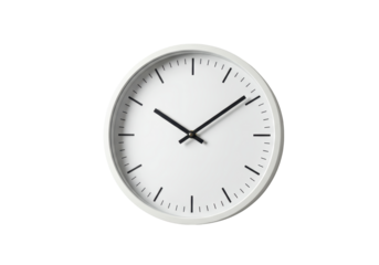 Isolated Minimalist White Wall Clock