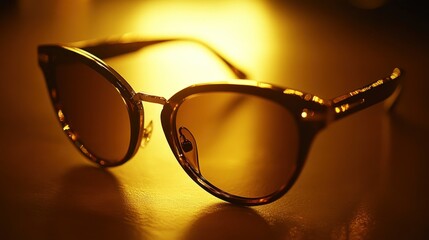 Stylish sunglasses in warm lighting