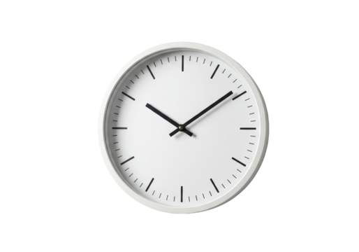 Isolated Minimalist White Wall Clock