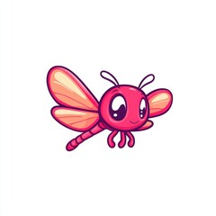 Cute pink dragonfly cartoon