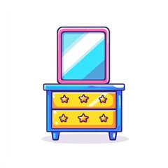 Cute cartoon dresser with a mirror