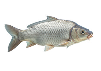 Isolated Silver Scaled Carp Fish Close-up