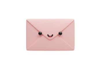 Isolated Pink Envelope with Smiling Face and Cartoon Style
