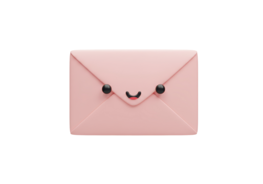 Isolated Pink Envelope with Smiling Face and Cartoon Style - Powered by Adobe