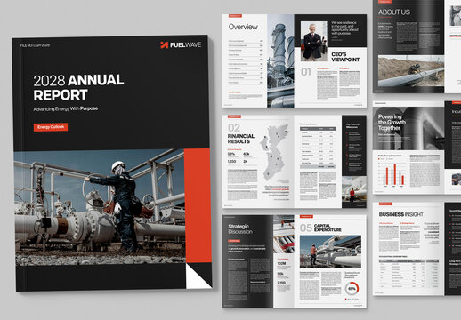 Annual Report Template with Oil & Gas Industry Theme