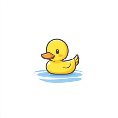 Cute yellow rubber duck floating on water