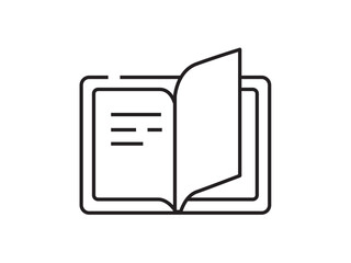 Open Book icon with text. Literature, student black book for college

