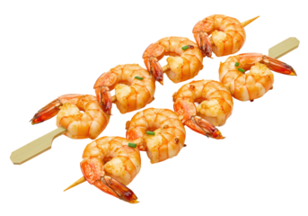 Isolated Shrimp Skewers Fresh and Grilled