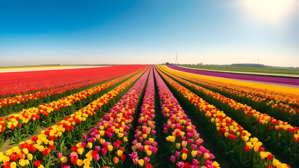 Obraz premium field of tulips in spring
