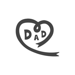 Dad word in Heart Shape. Family Love symbol. Fathers day icon. Vector illustration in doodle style