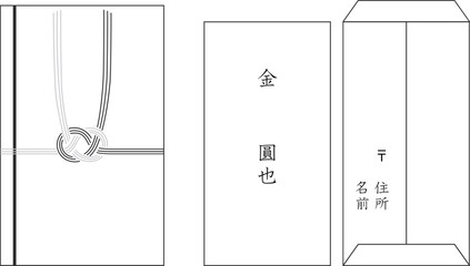 香典袋（と中袋）のイラストです。