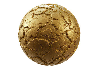 Isolated Golden Textured Sphere with Cracks