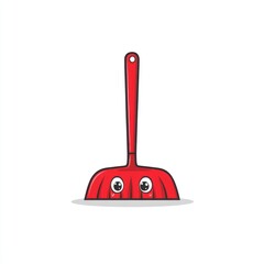Cute red broom with cartoon eyes