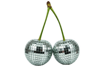 Isolated Disco Ball Cherries Duo