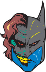 Dark Superhero Face Vector – Mysterious Villain or Hero Character Illustration