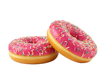 Isolated Pink Frosted Donuts with Sprinkles