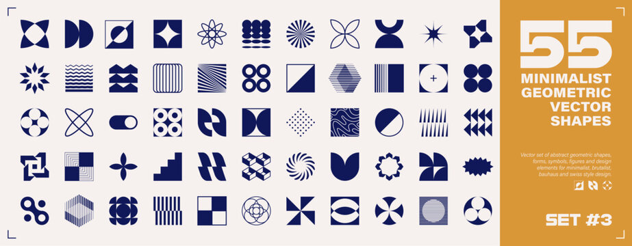 55 MINIMALIST GEOMETRIC VECTOR SHAPES Set 3