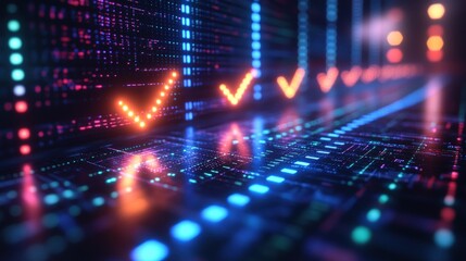 Digital data stream with checkmarks