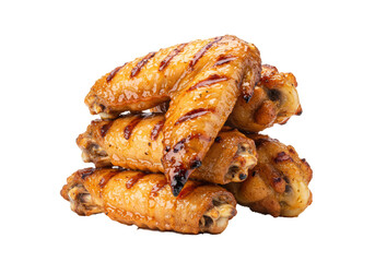 Isolated Pile of Grilled Chicken Wings Glazed