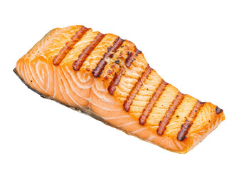 Isolated Grilled Salmon Fillet with Grill Marks