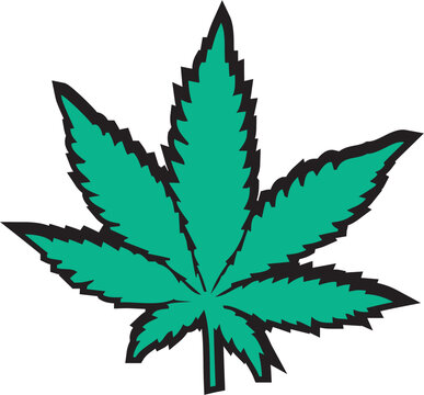 Cannabis Leaf Icon &ndash; Green Marijuana Plant Vector Illustration