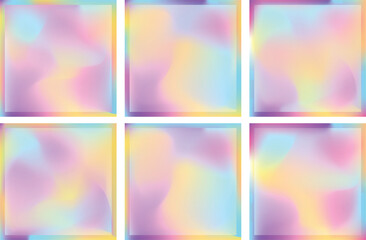 Obraz premium Collection of 6 gradient background frames in soft pastel colors