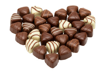 Isolated Heart-Shaped Arrangement of Chocolate Truffles