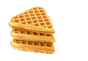 Isolated Stack of Three Golden Waffles