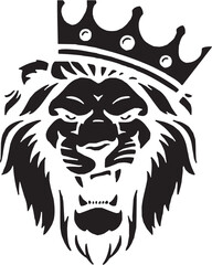 Majestic Lion Head with Crown – Royal Black Vector Animal Logo