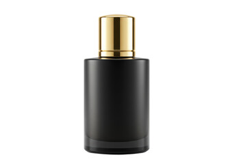Isolated Black Perfume Bottle with Gold Cap