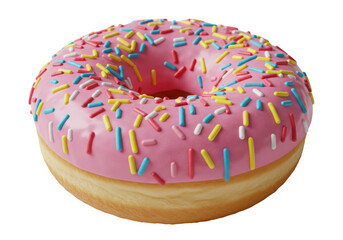 Isolated Pink Donut with Sprinkles